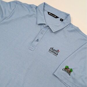 Travis Mathew Golf Polo Shirt Mens 2XL Blue Charles Schwab Challenge Colonial CC